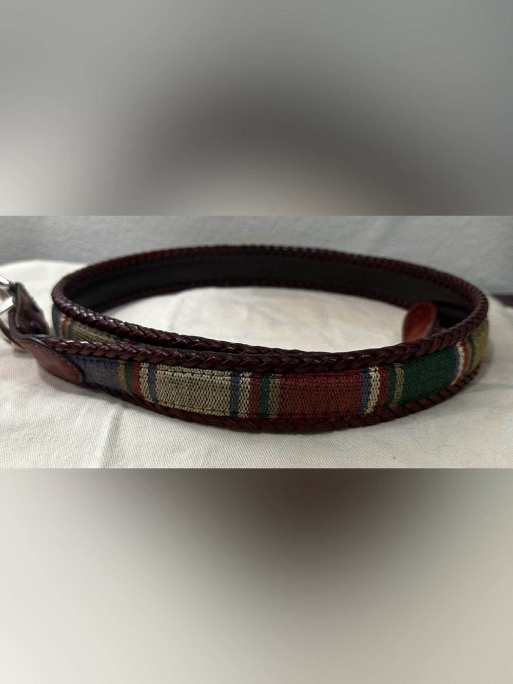 Brighton Santos fabric and leather belt men’s size 40 - Picture 4 of 7